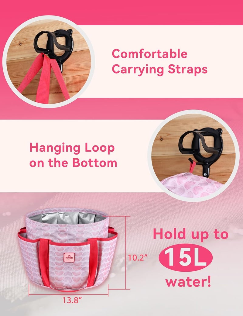 Furrishine 9PCS Horse Grooming Kit Curry Comb Sweat Scraper Horse Bathing Supplies Grooming Tools with Storage Bag Pink Garnet - Image 5